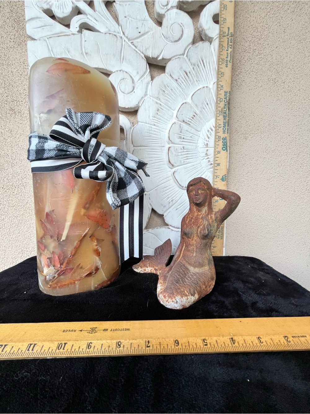 Rustic Brown Mermaid Figurine: Amber Floral Candle not included